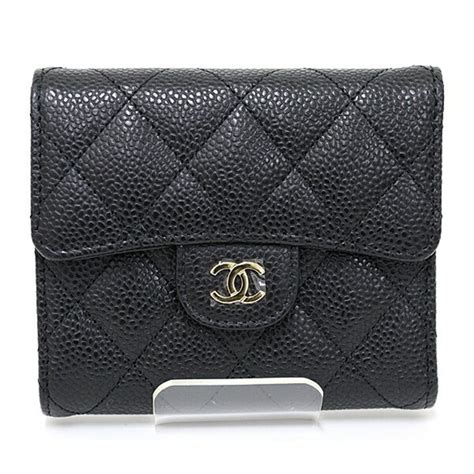 CHANEL Classic Small Flap Wallet AP0231 CAVIER SKIN Black .